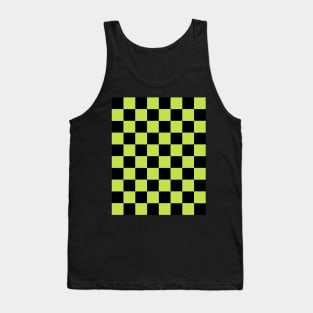 Bright Green and Black Chessboard Pattern Tank Top
